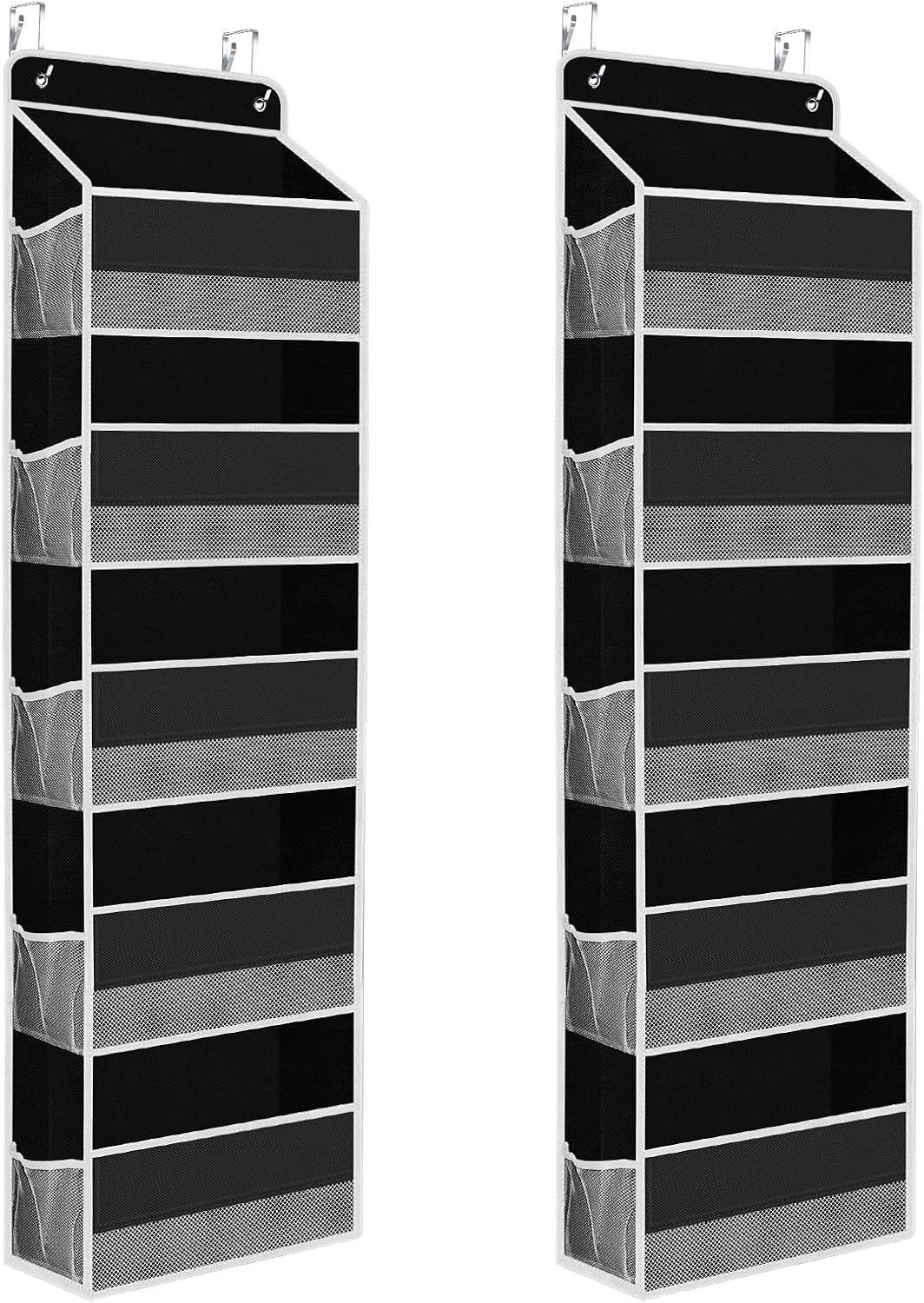 SpaceHacks 1 Pack Over The Door Organizer, Hanging Storage Organizer with Clear Window, 40lb Ultra Sturdy Large Capacity Room Organizer for Pantry Laundry Bathroom Nursery Closet Baby Essential (Grey)