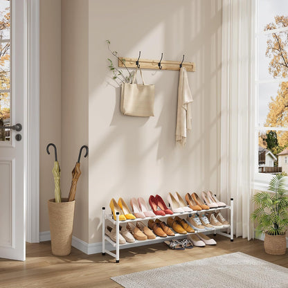 Tajsoon Expandable Shoe Rack for Closet 3 Tier, 28“-41“Adjustable & Stackable Shoe Shelf Storage, Metal Shoe Rack Organizer for Front Door Entrance, Closet, Garage, Entryway, Black