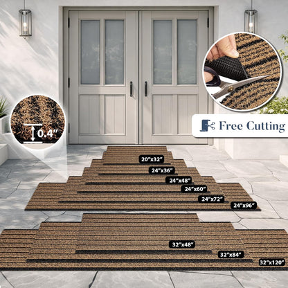 Outdoor Front Door Mat 32" x 48", Dirt Trapping Outside Entrance Rug, Non Slip Shoe Scraper, Heavy Duty Commercial Rug for Patio, Garage, Traffic Area, Office, Roll Packing
