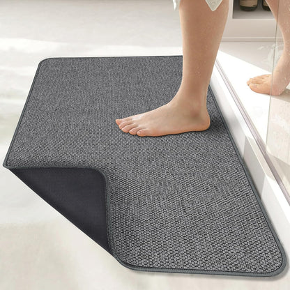 Bath Mat,Ultra Thin Bathroom Rugs,Rubber Bath Mats for Bathroom,No Slip Bath Rugs,Quick Dry,Machine Washable,Low Pile,Absorbent,Shower Outside,Sink,Home Decor Accessories.Grey,1'5"x2'3"(17x27Inch)