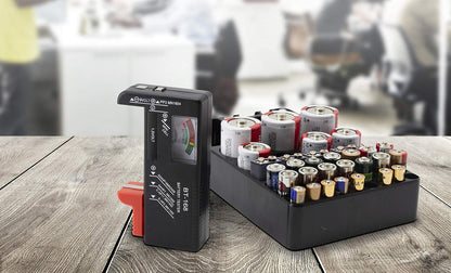 Tools & Home Improvement Universal Battery Tester and Organizer | Battery Checker for AA AAA C D 9V 1.5V Button Cell Batteries with Storage Case Holds 34 Batteries (Black)