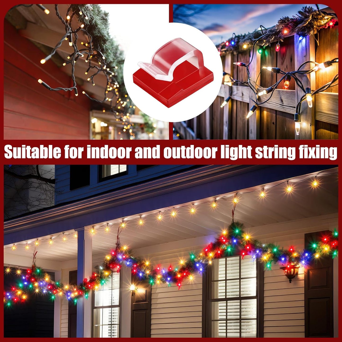 Blulu 100 Pcs Adhesive Cable Wire Clips, Outdoor Light Clips, Cord Management Wire Organizer Cord Holder for Holiday String Lights, Under Desk, Car, Wall, TV PC Ethernet Cable(Small,Clear)