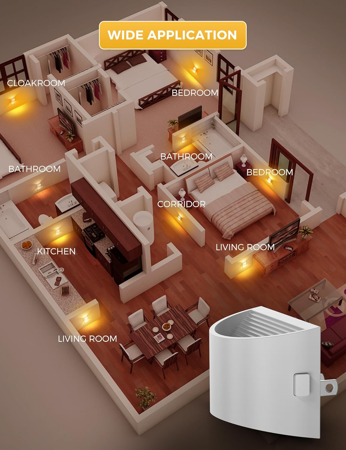 L LOHAS LED Night Lights Plug into Wall 2 Pack, Dusk to Dawn Sensor Nightlight, Brightness Adjustable, 3000K Soft White