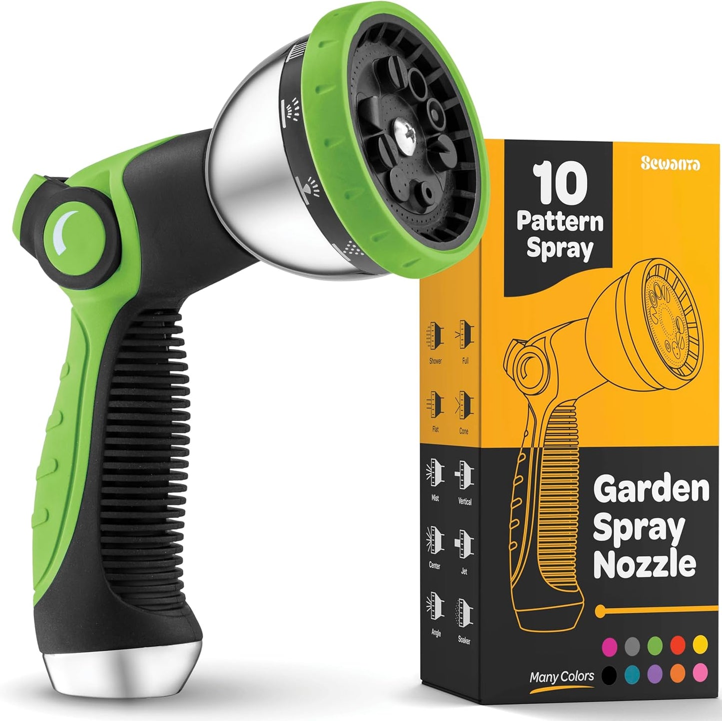 Hose Nozzle [Blue] Heavy Duty Hose Sprayer With 10 Adjustable Watering Patterns. Thumb Control Design, Comfortable Ergonomic Grip, Garden Hose Nozzle for Watering Plants & Lawns/Fun showers/Cleaning
