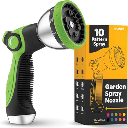 Hose Nozzle [Blue] Heavy Duty Hose Sprayer With 10 Adjustable Watering Patterns. Thumb Control Design, Comfortable Ergonomic Grip, Garden Hose Nozzle for Watering Plants & Lawns/Fun showers/Cleaning