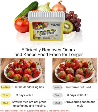 Diatomaceous Earth Fridge Deodorizer Gel Set, Odor Eliminator, 1Pack | Outperforms baking soda & charcoal. Nature-based gel eliminates odors and extends refrigerator food freshness.