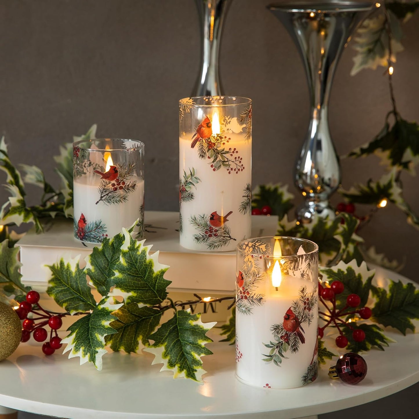 LUSHARBOR Flameless Candles with Remote, 3 Pack Battery Operated Candles Flickering Real Wax LED Fake Pillar Candles with Timer for Wedding Home Party, White