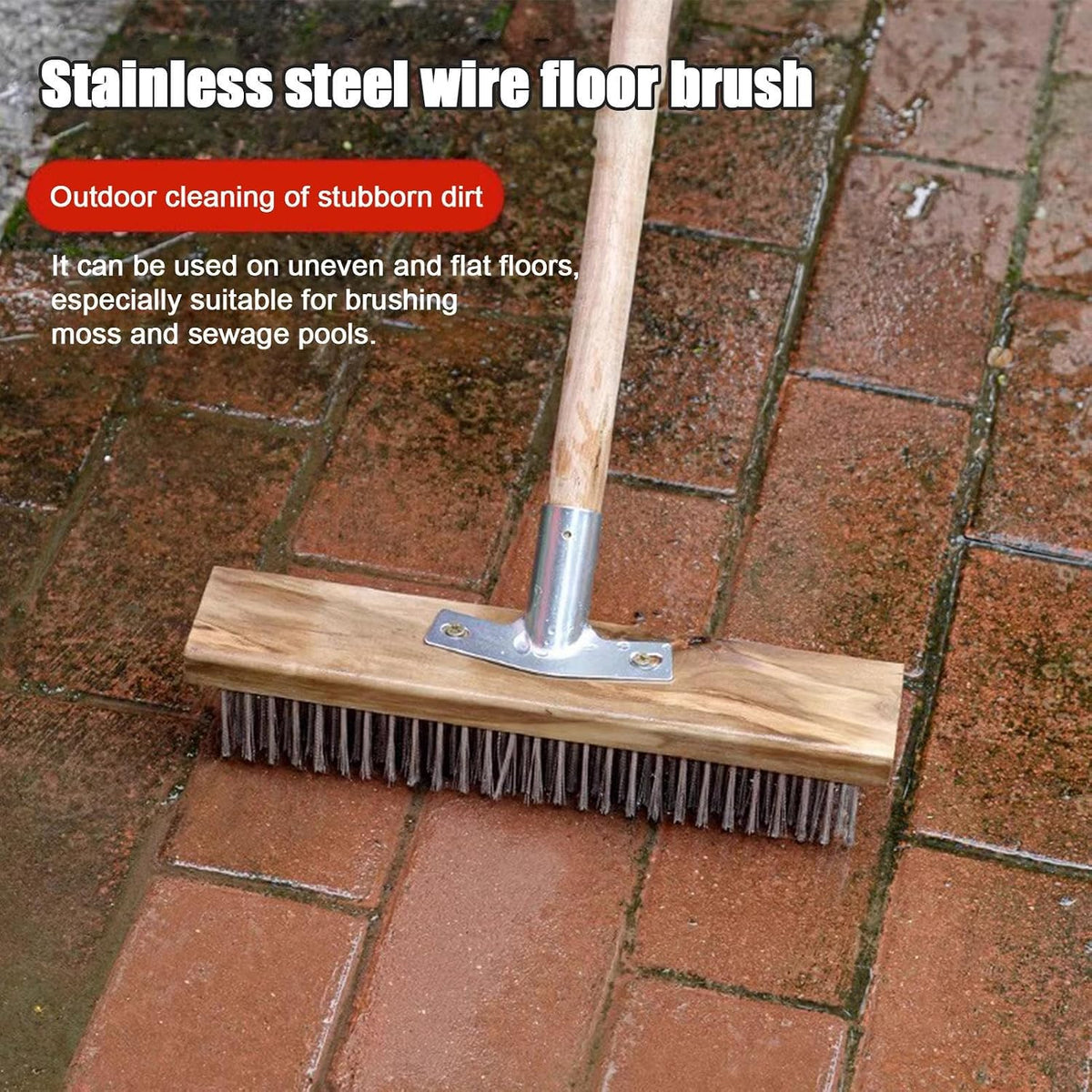 Patio Broom Metal Broom, Robust Metal Holder | Heavy-Duty for Garden, Patio, Outdoor, Household, Kitchen, Catering, Garage, Deck, Concrete, Stone