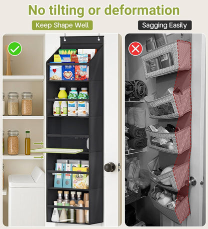 AOODA 2 Pack Over the Door Organizer, Large Capacity Closet Door Hanging Organizer, Clear Deep Pockets Baby Organizer Storage for Nursery, Bathroom, Bedroom, Pantry, Diapers (Grey)
