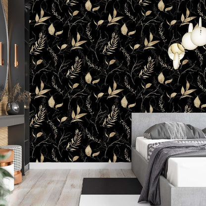 Sage Green and Blue Leaf Peel and Stick Wallpaper Modern Removable Self Adhesive Waterproof Renter Friendly Wall Covering for Bathroom and Accent Walls 17.7in x 88.5in