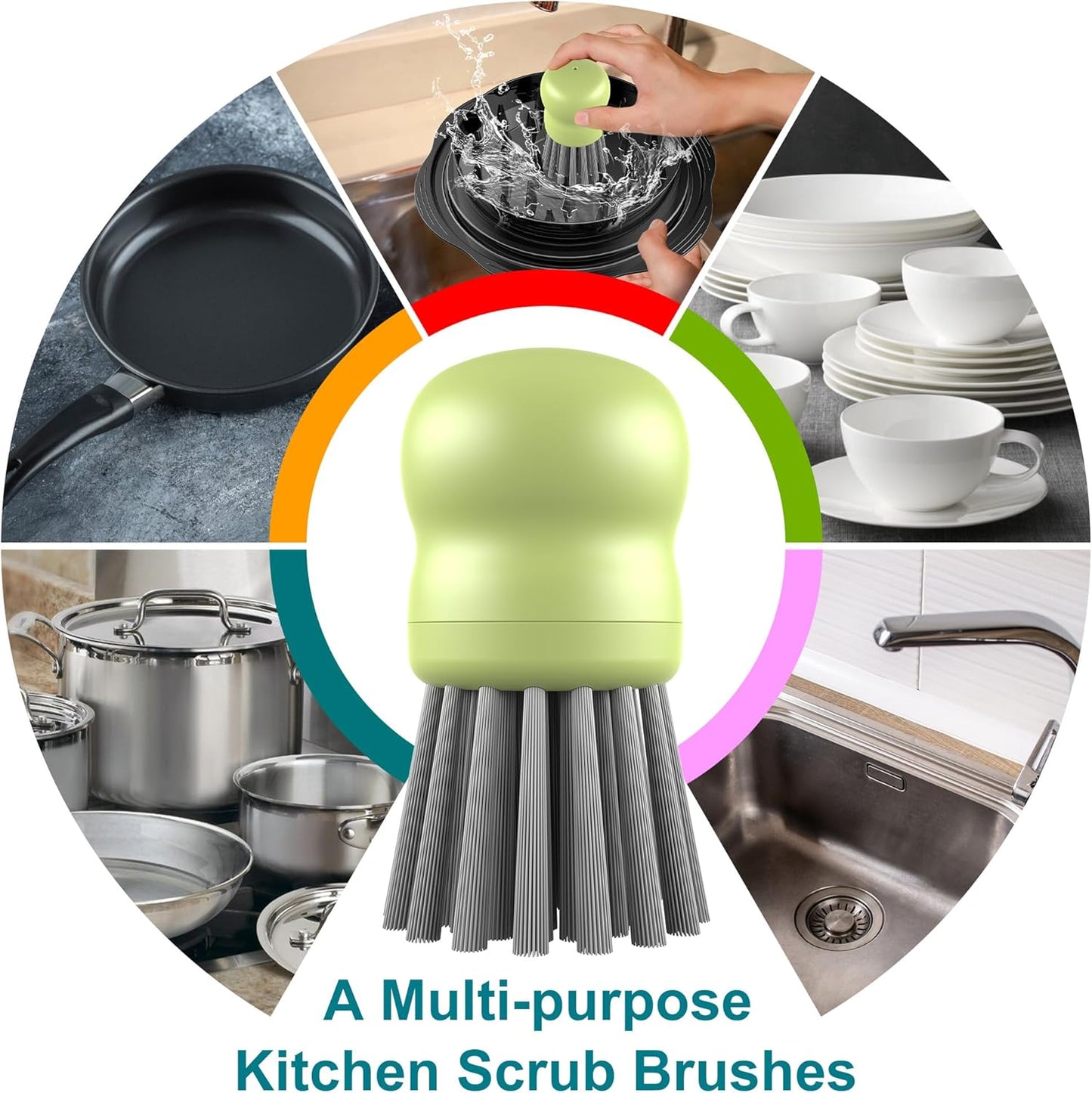 Mini Dish Brush for Cleaning Chicken Shredder, Palm Brush Dish Scrubber with Ergonomic Grip, Kitchen Brush for Washing Dishes, Pans, Pots, Sink (1, Black)