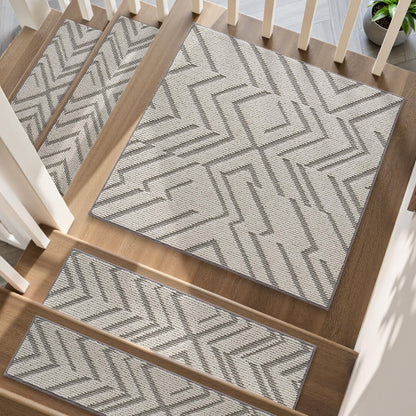 PADOOR Stair Treads Non Slip 15 PCS, 3D Peel and Stick Stair Treads for Wooden Steps Indoor, Residue-Free Adhesive Stair Runner for Kids, Elders & Pets, Washable Carpet for Stairs,8"x30",Brown