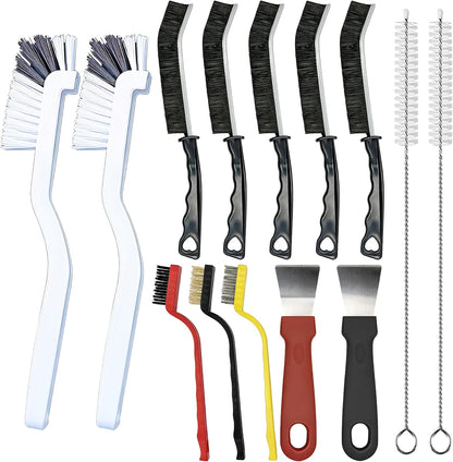 14Pcs Crevice Cleaning Brush Set, Hard Bristle Scrub Brushes Tools, V Shape Grout Cleaner Brush, Multi-Purpose Cleaning Tool for Cleaning Kitchens, Bathrooms, Tile, Sinks, Cups, Straws, and Windows