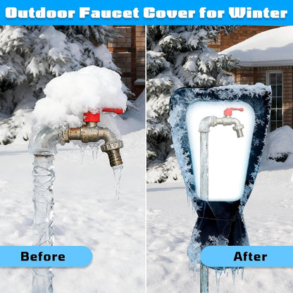 Outdoor Faucet Cover for Winter - 24.5"x13.5" Electric Heated Aluminum Foil Winter Freeze Protection, Waterproof Heating Spigot Hose Bib Cover, Insulated Water Pipe Heater Tape for Garden Lawn Outside
