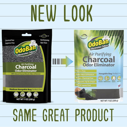 OdoBan Air Purifying Charcoal Natural Odor Eliminator, Non-Toxic Formula, Made in the USA, Fragrance Free, 200 Gram Bag