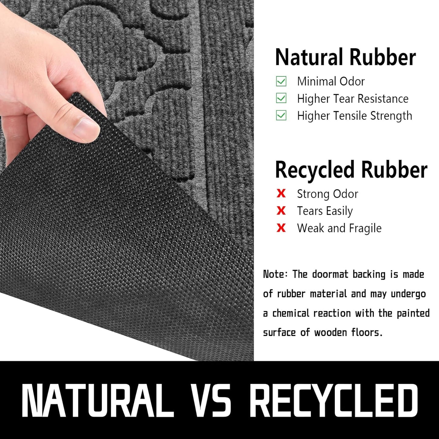Yimobra Welcome Mat Outdoor Indoor, All-Weather Waterproof Front Door Mat Outside Entrance, Non-Slip Low Profile Porch Patio Doormat, 29.5x17, Black