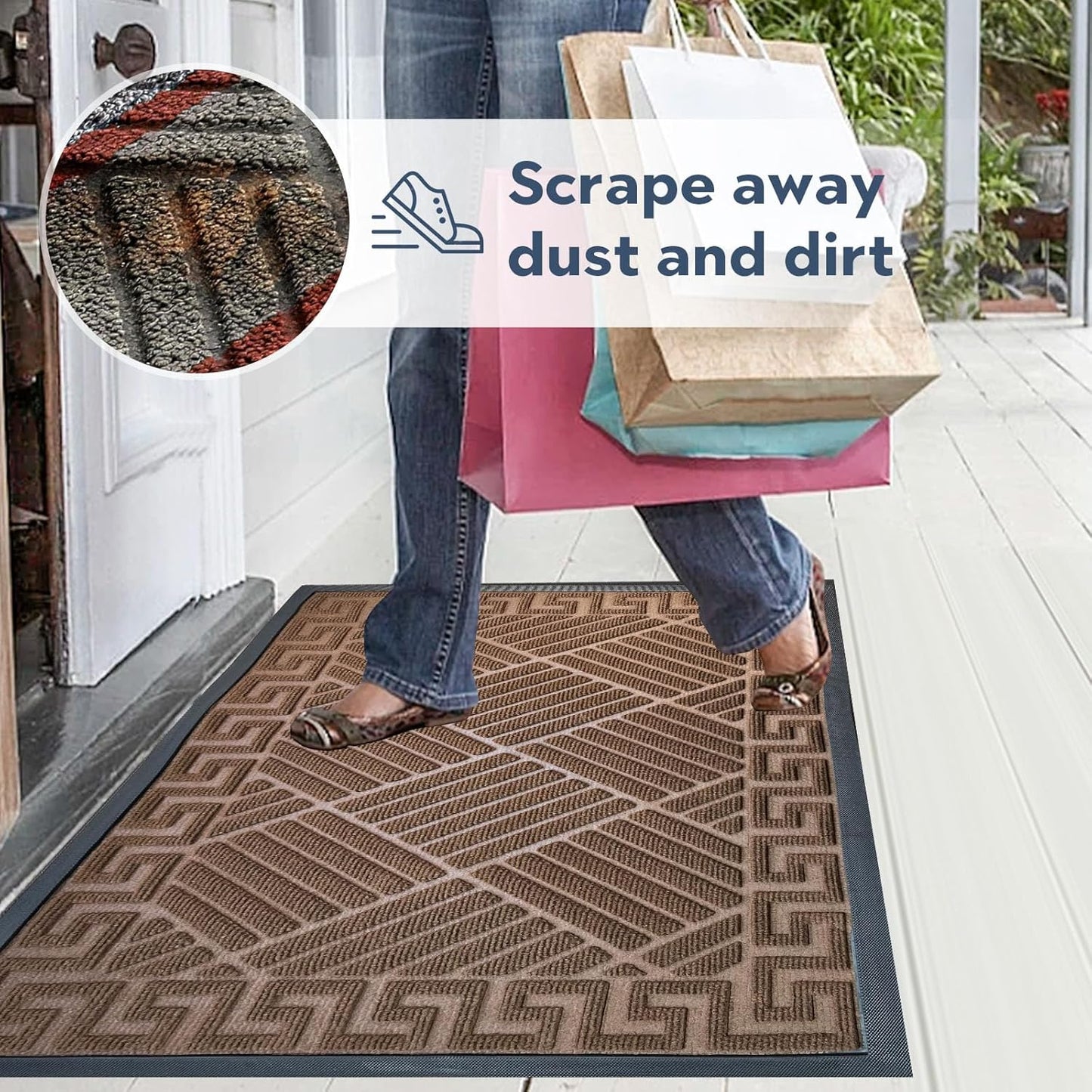 DM23 Heavy Duty Front Door Mats Non Slip Rubber Backing Entrance Mat Shoes Scraper Welcome Mat