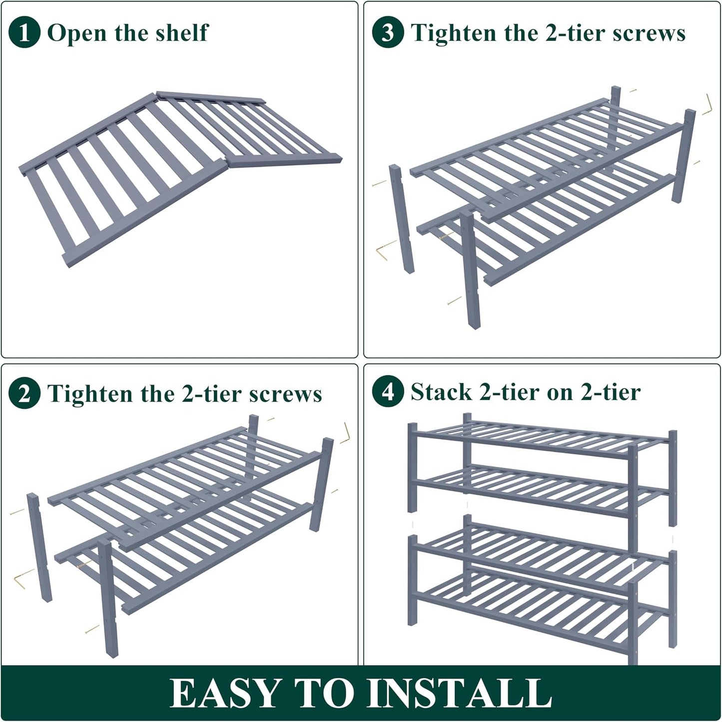 Smiry Bamboo Shoe Rack for Closet, 3 Tier Wooden Shoe Organizer, Stackable Wood Shoe Storage Shelf for Entryway, 14 Vertical Slats, One-piece Heavy-Duty Legs, 26.77"x11.02"x18.31", Natural
