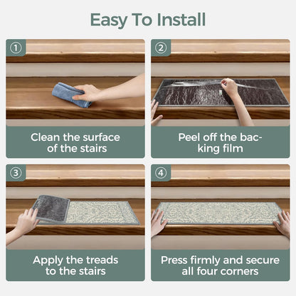 sarben Non Slip Stair Treads for Wooden Steps 15PCS - 8"x30" Indoor Safety Carpet, Edging Mats with TPE Adhesive Backing, Pet and Elderly Friendly Stair Rugs (Taupe) - Colors B