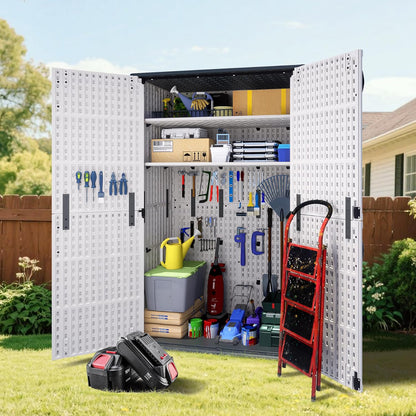 Greesum Outdoor Storage Cabinet, 26 CUFT Deck Box Without Shelves, Waterproof Plastic Storage Shed for Patio Cushions, Gardening Tools, Lockable and Sidehandles, UV Resistant, Beige