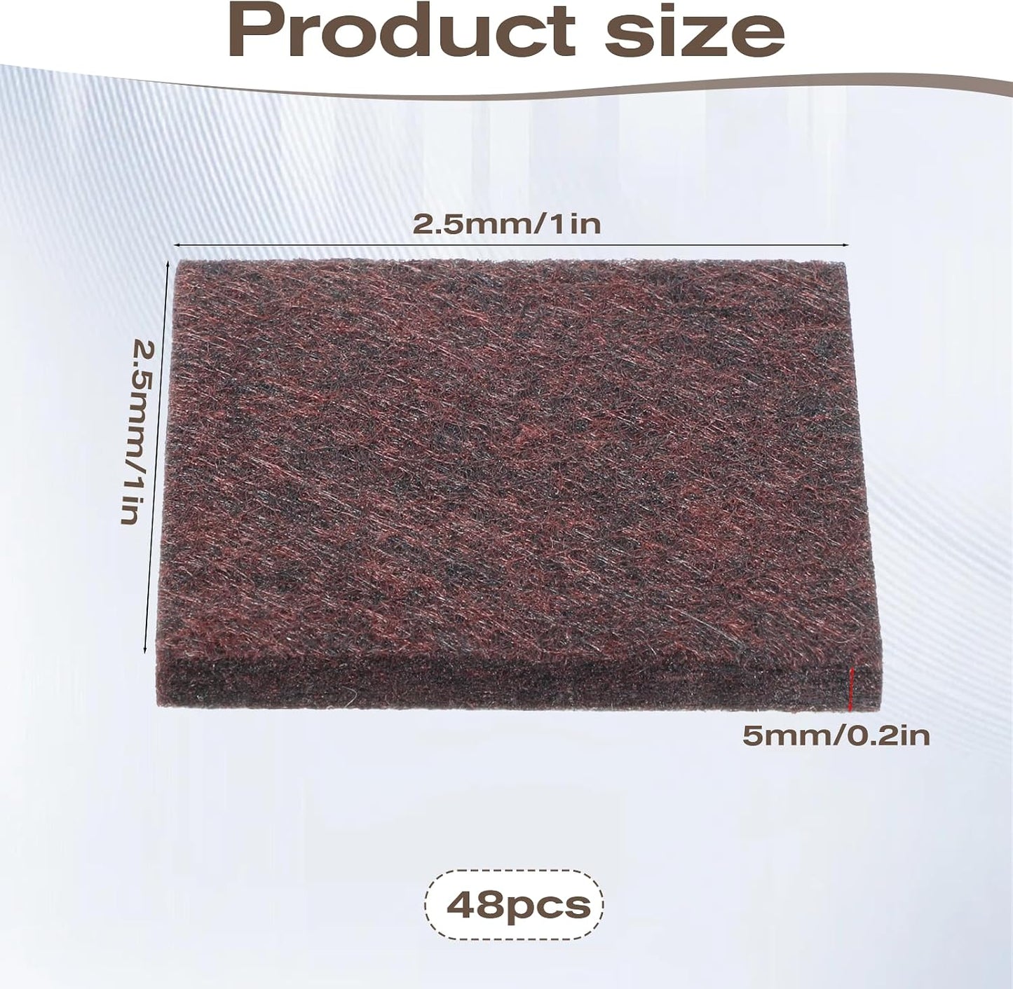 48Pcs Felt Furniture Pads, 1 inch Square Chair Leg Floor Protectors | Self-Adhesive Table Leg Floor Protectors Chair Felt Pads for Hardwood Floors (Brown)