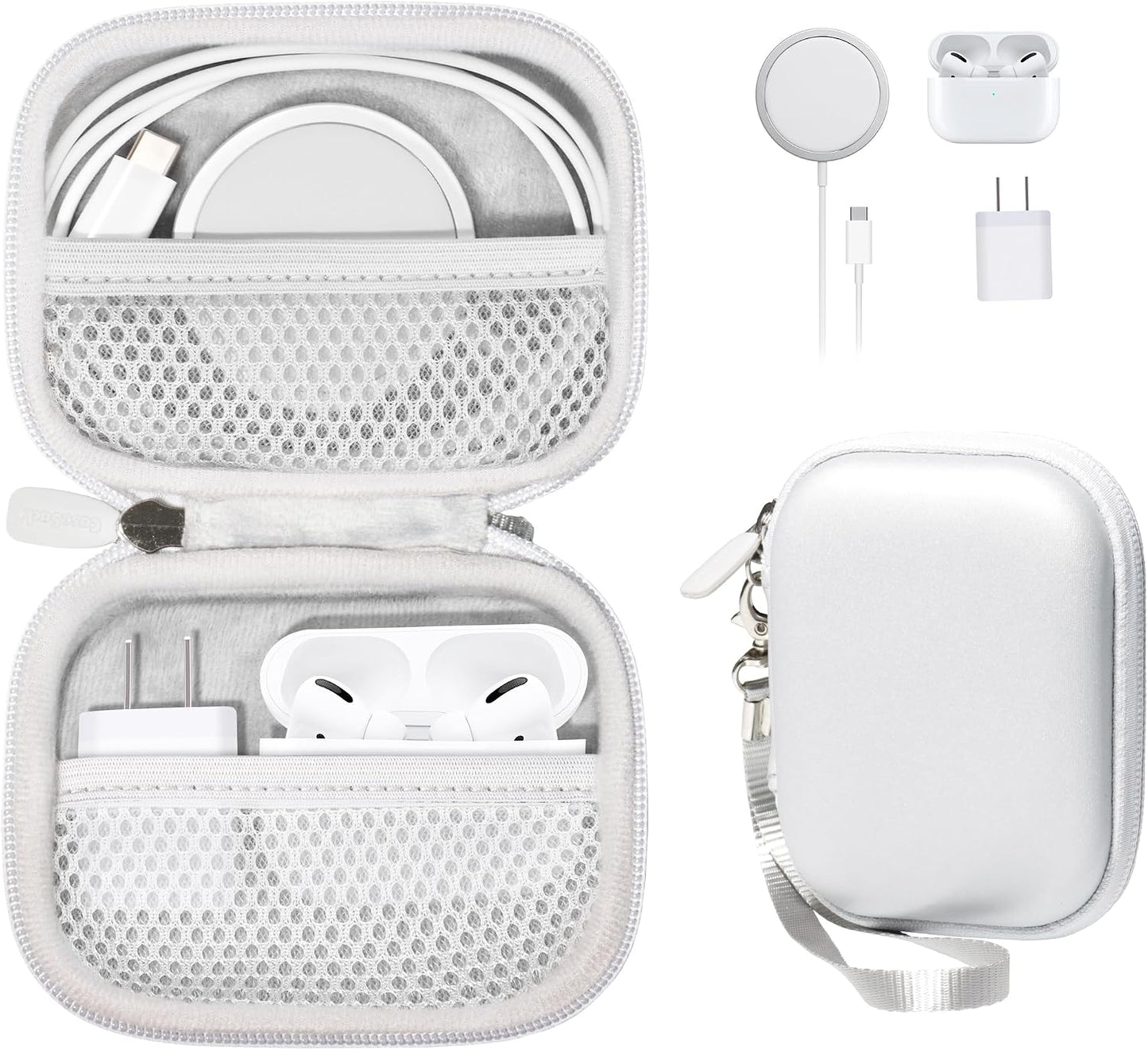 All-in-One Case for iPhone MagSafe Charger & Battery Pack, Storage for Accessories/Power Adapter/Charge Cable/Docks, Compatible with AirPods 4/ Pro 3/2/ 1