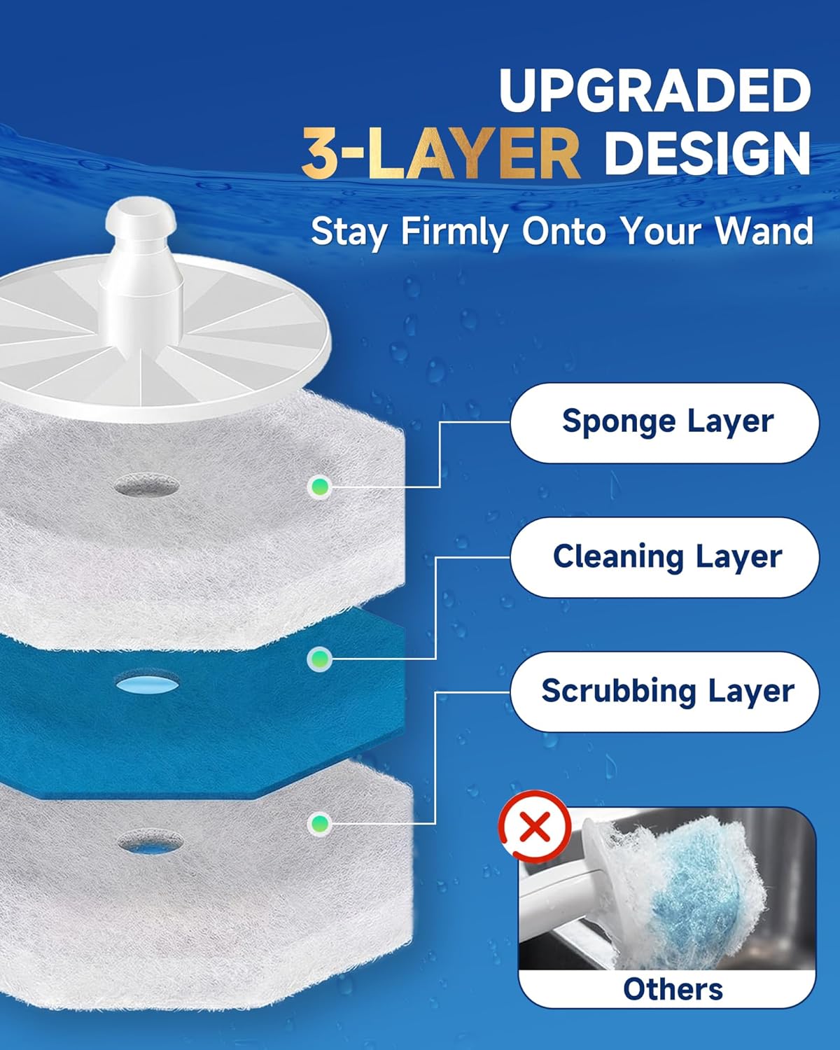20 Count Toilet Wand Refills for Clorox, 5X Cleaning Power Toilet Bowl Cleaners & High-Density Disposable Toilet Scrubber Refill - No Falling Apart, Instant Foam for Bathroom Cleaning