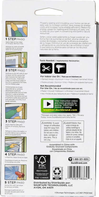 Duck MAX Strength Heavy Duty Insulating Film for Patio Door/Extra Large Window, 84-Inch x 120-Inch, Indoor, 284352