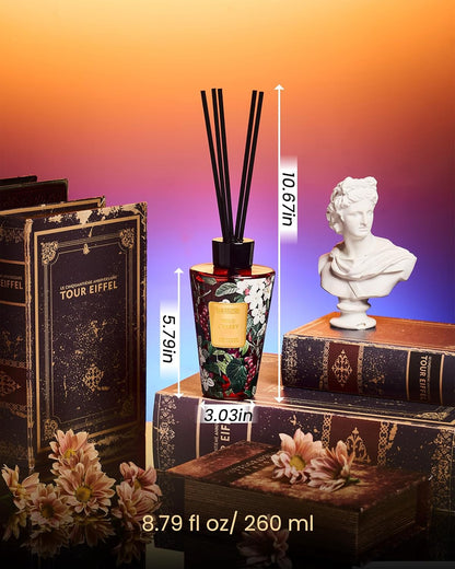 M&SENSE Reed Diffuser Set, Jasmine Sandalwood Scented 6.3 fl oz Natural Essential Oil Diffusers with Sticks, Non-Toxic Organic Air Freshener, Long-Lasting Fragrance Oils for Home Bathroom Living Room