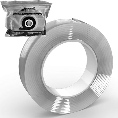Mammoth Double-Sided Nano Tape - Super Strong, Washable, and Reusable - Ideal for Mounting Objects on Non-Porous Surfaces - 1.2" Wide, 10' Roll - No Residue