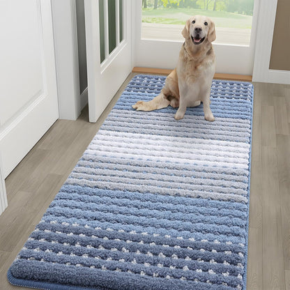 Kitinjoy Indoor Outdoor Door Mat, 32x20 Non-Slip Absorbent Dirt Trapper, Low-Profile Washable Inside Entrance Front Floor Mat, Sturdy Soft Entry Doormats for Entryway, Grey