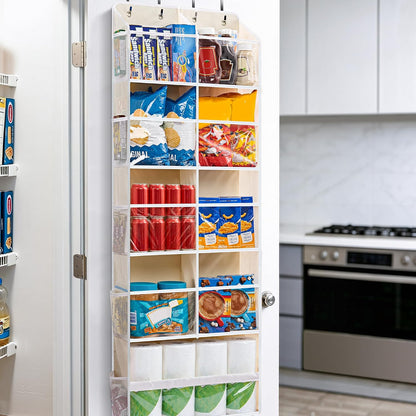 JARLINK 2 Pack Over the Door Organizer Storage, 5 Shelf Hanging Door Organizer with 5 Large Capacity Pockets, Anti Tilt 44 lb Load Behind Door Storage for Bedroom, Bathroom, Pantry, Nursery, (Grey)