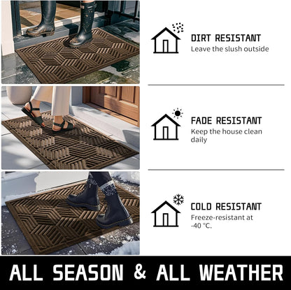 Yimobra Front Door Mat, All-Season Waterproof Outdoor Mat for Entrance with Drainage Holes, Heavy Duty Non-Slip Doormat for Garage Patio Entryway Indoor, 29.5x17, Red