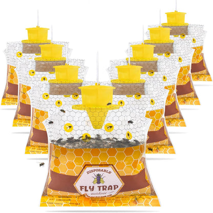15 Big Fly Traps Outdoor Hanging, Wasp Trap Fly Bags Outdoor Disposable, Fly Bait Hunter Catcher Control Killer Repellent Outdoors, Ranch Fly Trap for Mosquito Bug Carpenter Bee Yellow Jacket