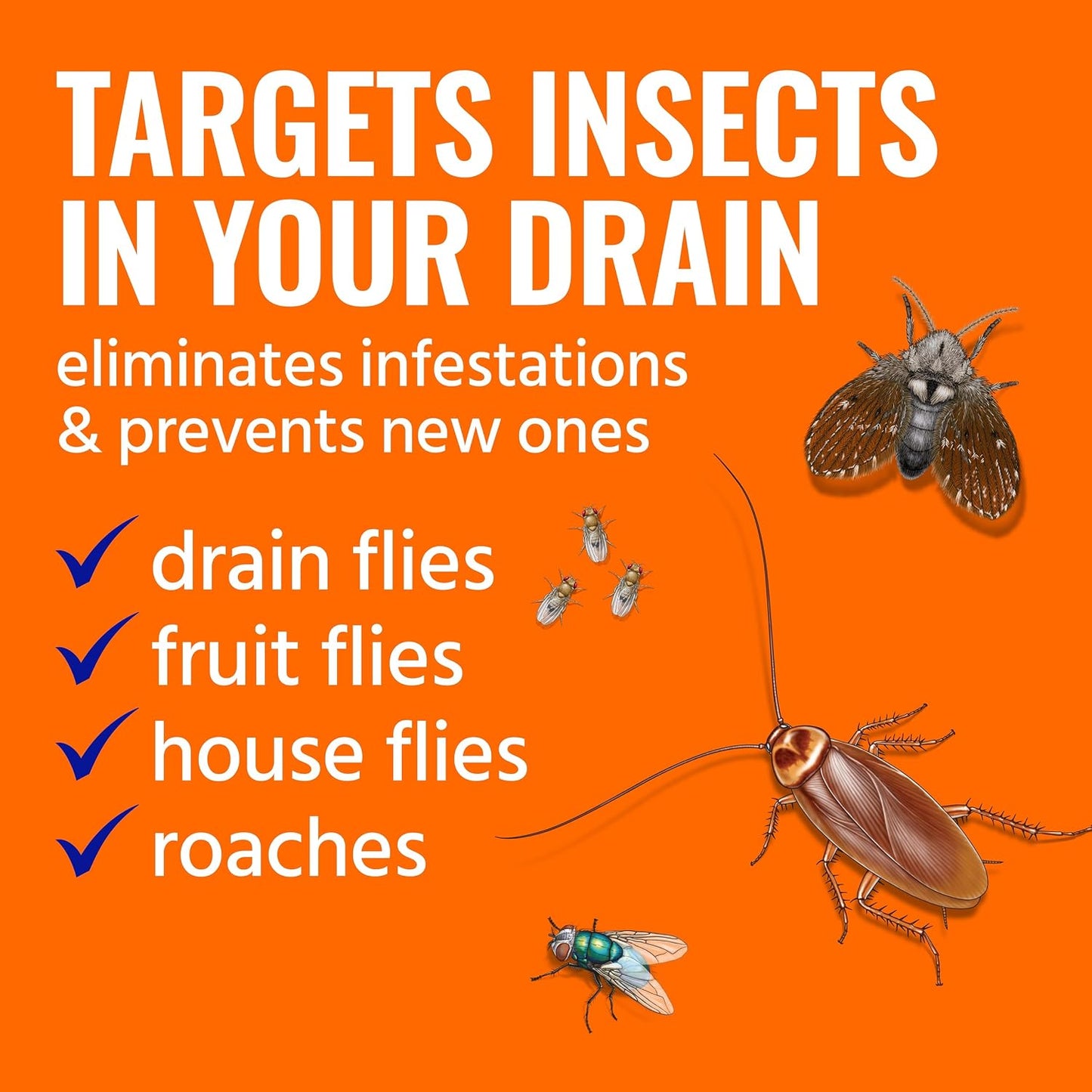 TERRO Drain Insect Killer, 1-Pack, Foam Treatment for Indoor Infestations | Kills Cockroaches, Drain, House, & Fruit Flies, Extension Tube Application, Drain Fly Killer, Works on All Pipes