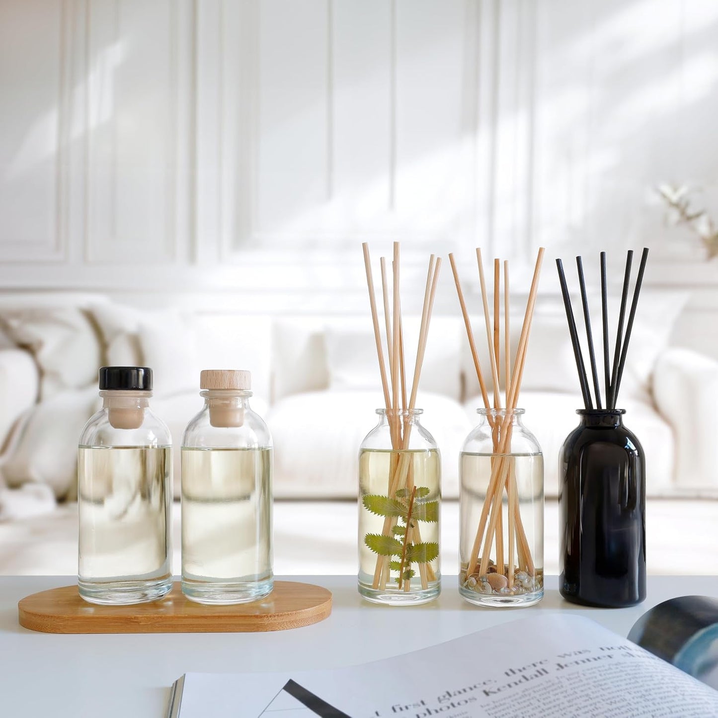 Urban Naturals Smoked Vanilla Reed Diffuser Set with Vanilla Bean, Sandalwood & Leather | Made in the USA - Colors C