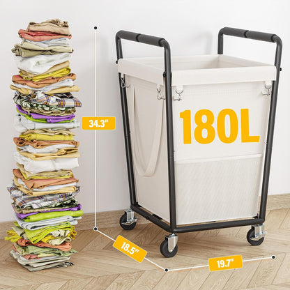 175L Laundry Hamper with Lid 3 Section, Extra Large Laundry Basket with 3 Removable Bags, 46 GAL Laundry Basket Organizer for Bedroom, Laundry Room, Dorm, Grey