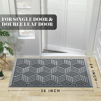 Yimobra Front Door Mat, All-Season Waterproof Outdoor Mat for Entrance with Drainage Holes, Heavy Duty Non-Slip Doormat for Garage Patio Entryway Indoor, 29.5x17, Red