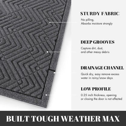 Yimobra Front Door Mat, All-Season Waterproof Outdoor Mat for Entrance with Drainage Holes, Heavy Duty Non-Slip Doormat for Garage Patio Entryway Indoor, 29.5x17, Red