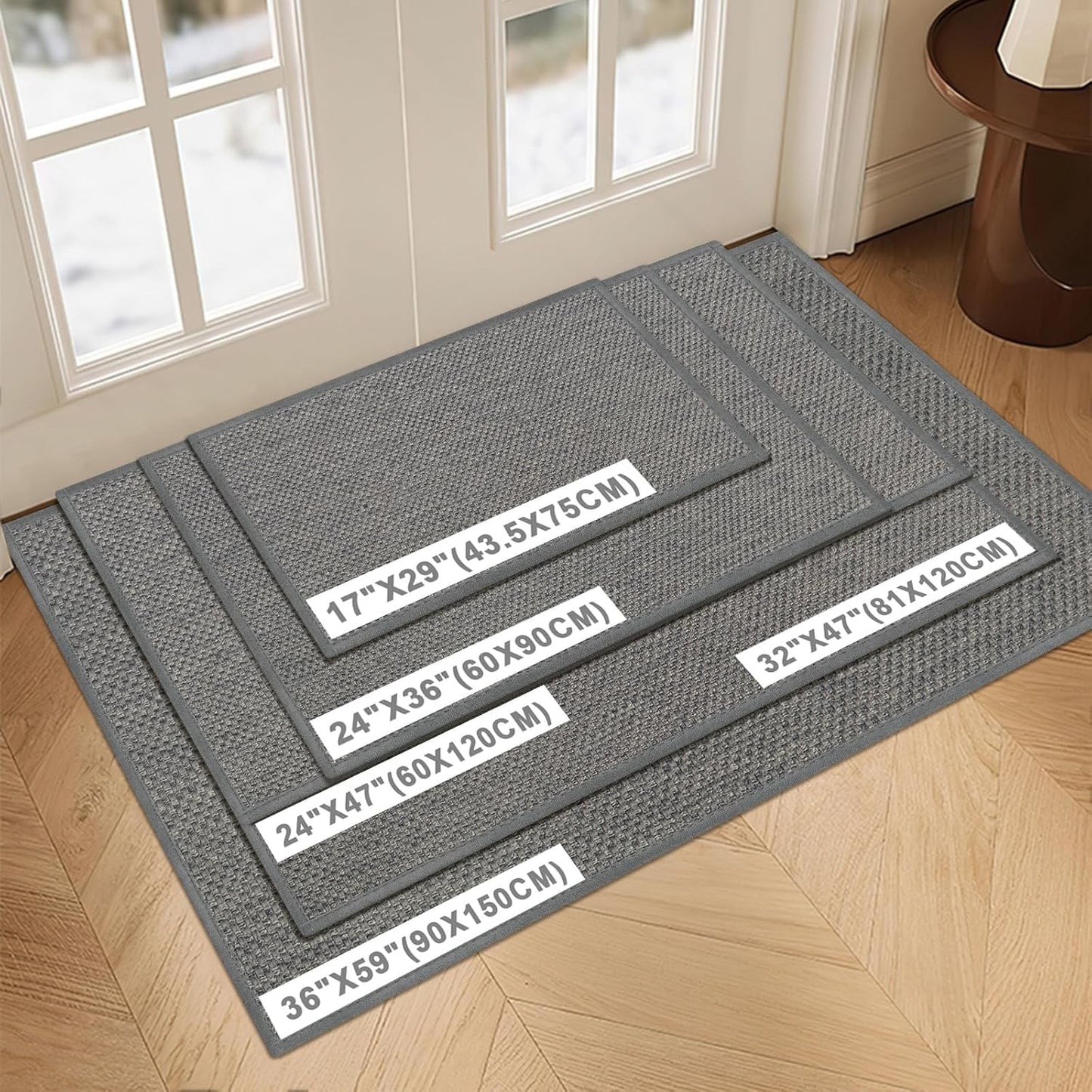 LEKEEPGO Door Mat 17"x29", Non Slip Door Mat Indoor Entrance, Rubber Backing Indoor Door mats Washable Absorbent Low-Profile Doormat Front Entryway Entry Resist Dirt Inside Door Mats, Khaki