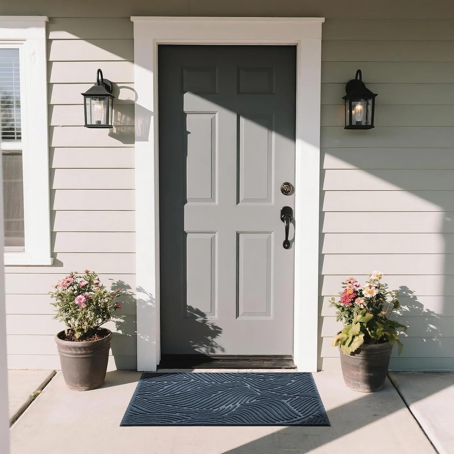 Yimobra Doormat Outdoor Entrance, Simple Stripes All-Weather Waterproof & Non-Slip Mat for Front Door, Heavy Duty Welcome Mat for Indoor, Garage, Patio-29.5x17, Dark Grey