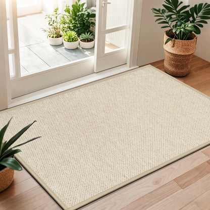 LEKEEPGO Door Mat 17"x29", Non Slip Door Mat Indoor Entrance, Rubber Backing Indoor Door mats Washable Absorbent Low-Profile Doormat Front Entryway Entry Resist Dirt Inside Door Mats, Khaki