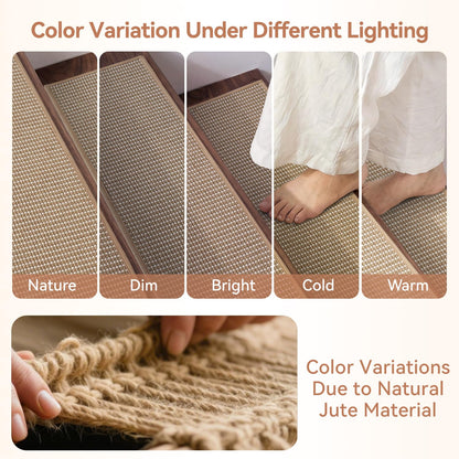 1PC Jute Stair Treads for Wooden Steps-Stairs Carpet Non Slip-Peel and Stick Stair Treads Indoor, Adhesive Staircase Step Treads Residue Free, Durable Natural Stair Runner Rug,8"x30" Beige