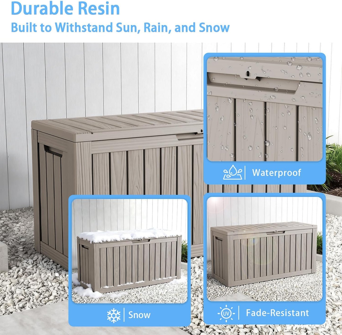230 Gallon Large Outdoor Storage Box Waterproof, UV Resistant Resin Deck Box with Hydraulic Rod & Lockable Latch for Patio Furniture, Outside Storage Box for Garden Tools, Patio Cushions, Black