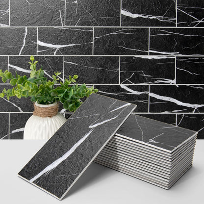 Art3d 102-Piece Peel and Stick Wall Tile for Kitchen Backsplash, Bathroom, Fireplace, 3in. × 6in. Stick on Subway Tile, Glossy White