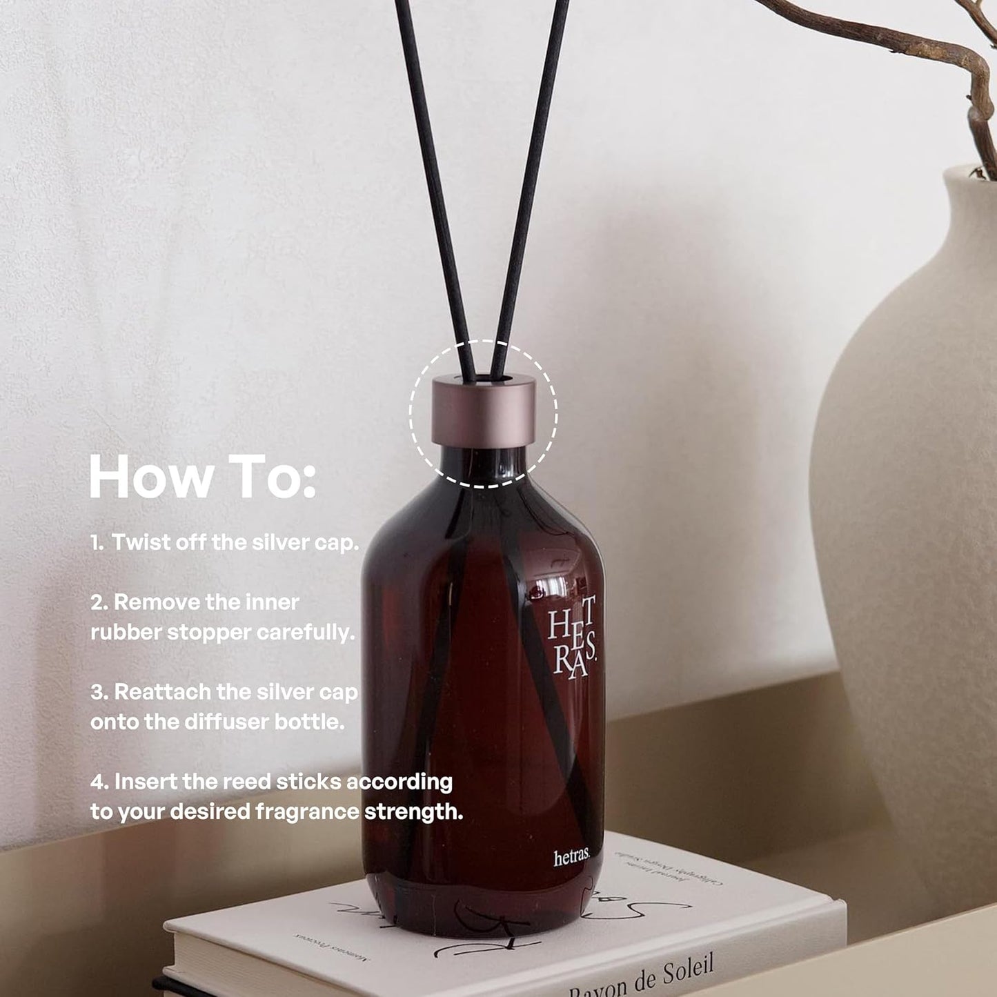 hetras. Premium Reed Diffuser Set (16.9 fl.oz. / 500ml) | Jeju Saryeoni Forest - Citrus & Greenery Scent | Long-Lasting Luxury Home Fragrance with Reed Sticks | Gifts for Loved Ones