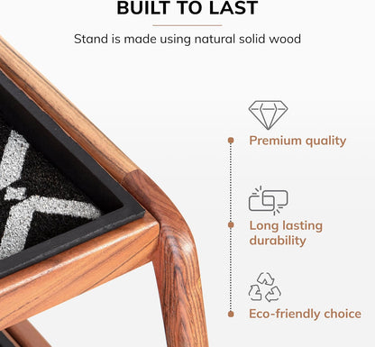 Anji Mountain Heavy Duty Waterproof Wooden Shoe Storage Mat Organizer/Boot Storage Tray Multi Use for Entryway with Coir, Tan Rectangle Embossed Insert, 1 Tier, Fits 2 Pair (26.5" Wide)