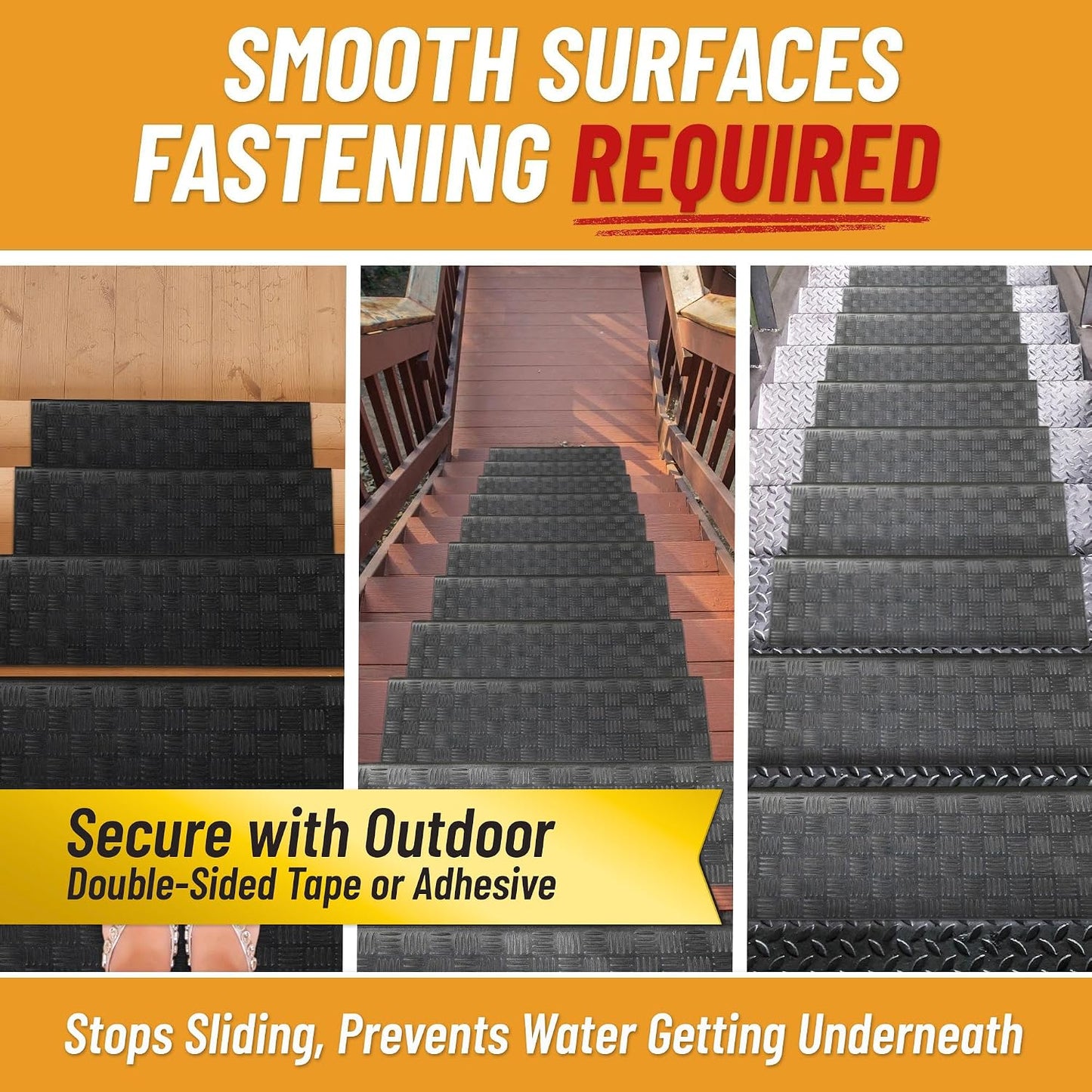 Ottomanson Non Slip Stair Treads Indoor – Peel and Stick Carpet Stair Treads for Wooden Stairs, Self Adhesive Anti Slip Stair Pads for Kids & Pets – 7.9" x 29.9", 7 Pack – Black