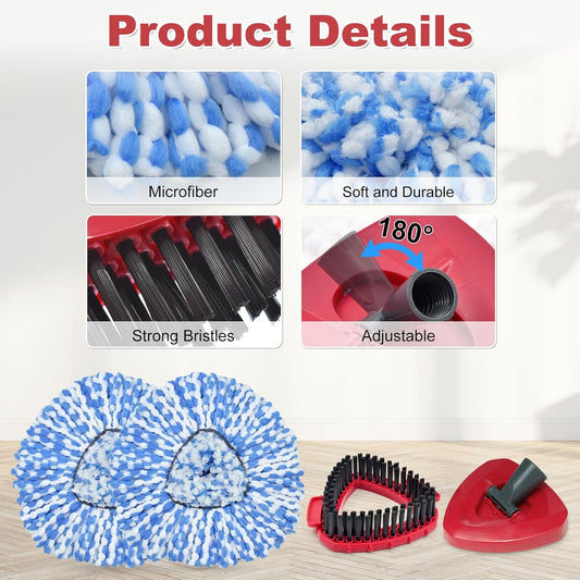 Mop Head Replacement, Base, Mop Handle for Ocedar RinseClean 2-Tank System, 2 Microfiber Mop Refills, Extendable Length 30-59" Mop Handle, Base and Scrubber for All Hard-surfaced Floor