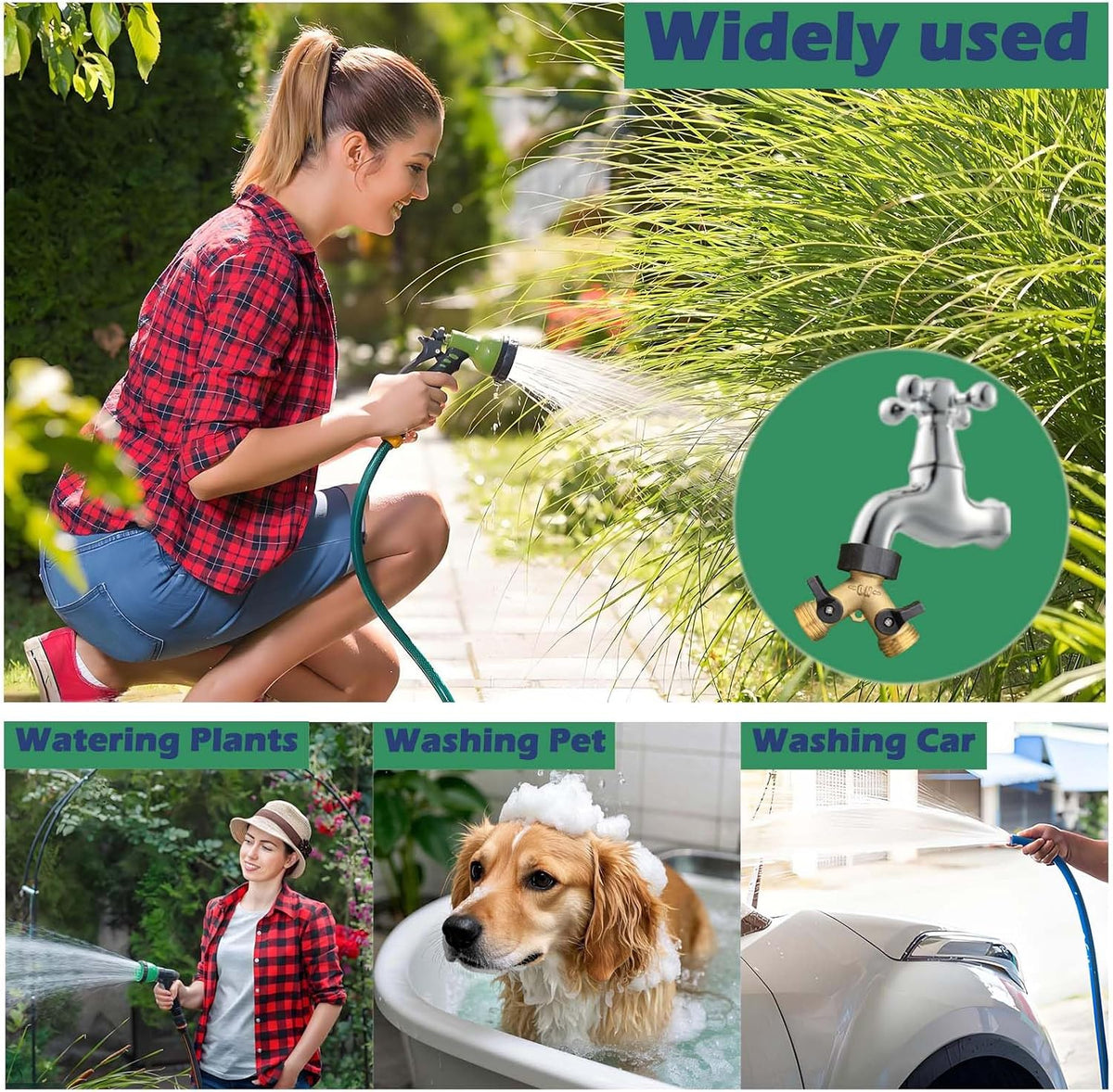 Garden Hose Splitter 2 Way Heavy Duty,Faucet Splitter, Outdoor Faucet Splitter, y Adapter for Water Hose, Water Spigot Splitter （2Pcs）